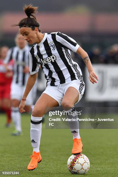 Barbara Bonansea of Juventus Women in action during the serie A match between Juventus Women and Pink Bari at Juventus Center Vinovo on March 17,...