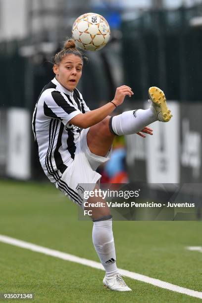 Lisa Boattin of Juventus Women in action during the serie A match between Juventus Women and Pink Bari at Juventus Center Vinovo on March 17, 2018 in...