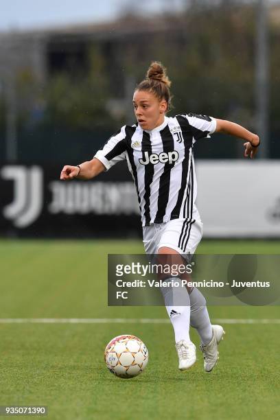 Lisa Boattin of Juventus Women in action during the serie A match between Juventus Women and Pink Bari at Juventus Center Vinovo on March 17, 2018 in...