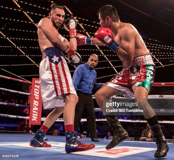 Jose Pedraza defeats Jose Luis Rodriguez by Unanimous Decision in their Lightweight fight at The Hulu Theatre at Madison Square Garden on March 17,...