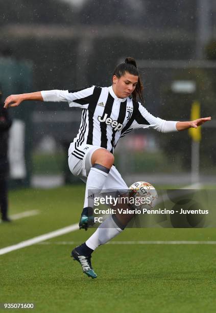 Sofia Cantore of Juventus Women in action during the serie A match between Juventus Women and Pink Bari at Juventus Center Vinovo on March 17, 2018...