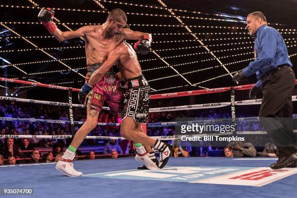 Antonio Lozada Jr defeats Felix Verdejo by TKO in the 10th round in their Lightweight fight at The Hulu Theatre at Madison Square Garden on March 17,...