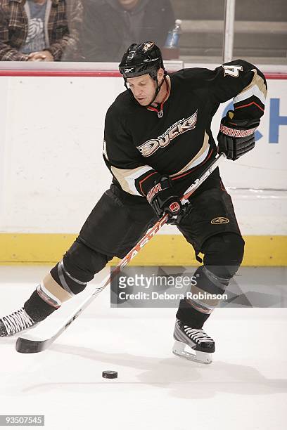 Nick Boynton of the Anaheim Ducks skates on the ice during the game against the Carolina Hurricanes on November 25, 2009 at Honda Center in Anaheim,...