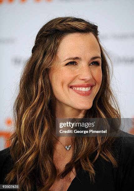 Actress Jennifer Garner speaks onstage at the "Invention Of Lying" press conference held at the Sutton Place Hotel on September 14, 2009 in Toronto,...