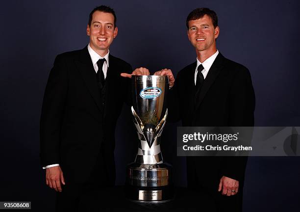 Kyle Busch , 2009 NASCAR Nationwide Series Champion, poses with crew chief Jason Ratcliff during the NASCAR Nationwide/Truck Series Banquet at Loews...