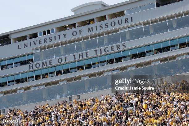 General view of the field taken during the game between the Baylor Bears and the Missouri Tigers at Faurot Field at Memorial Stadium on November 7,...