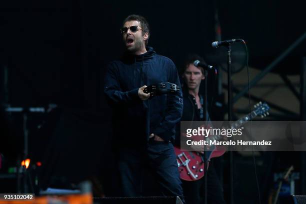 Liam Gallagher, performs during the third day of Lollapalooza Chile 2018 at Parque O'Higgins on March 18, 2018 in Santiago, Chile.