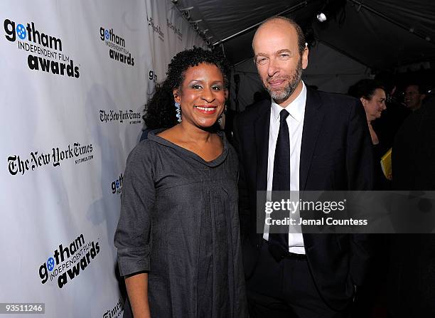 Executive director of IFP Michelle Byrd and Eric Fellner of Working Title attend IFP's 19th Annual Gotham Independent Film Awards at Cipriani, Wall...