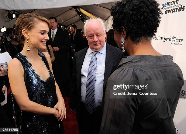 Actress Natalie Portman, director Jim Sheridan and executive director of IFP Michelle Byrd attend IFP's 19th Annual Gotham Independent Film Awards at...