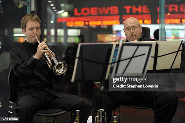 Associate principal trumpet player Matthew Muckey and principal horn player Phillip Myers of The New York Philharmonic Principal Brasss Quintet...