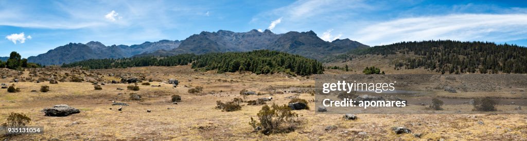 Panoramic landscape Cordillera de Los Andes seen from Mucubaji lagoon, Merida state, Venezuela