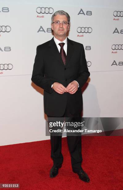 Rupert Stadler attends 'The Art of Progress' World-premiere of the new Audi A8 at the Audi Pavilion on November 30, 2009 in Miami, Florida.
