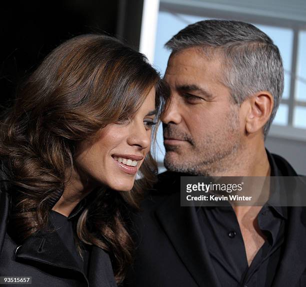 Elisabetta Canalis and actor George Clooney arrive at the premiere of Paramount Pictures' "Up In The Air" held at Mann Village Theatre on November...