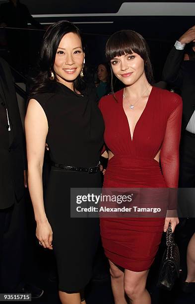 Lucy Liu and Christina Ricci attend 'The Art of Progress' World-premiere of the new Audi A8 at the Audi Pavilion on November 30, 2009 in Miami,...