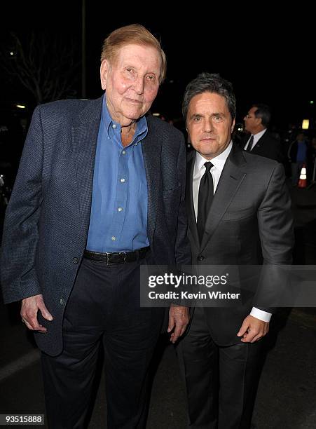 Of Viacom Sumner Redstone and CEO of Paramount Brad Grey arrive at the premiere of Paramount Pictures' "Up In The Air" held at Mann Village Theatre...