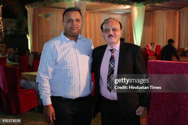 Acting president CK Khanna with educationist Kunal Gupta during the wedding reception of Indian cricketer Parvinder Awana and Sangit Awana at Shiv...