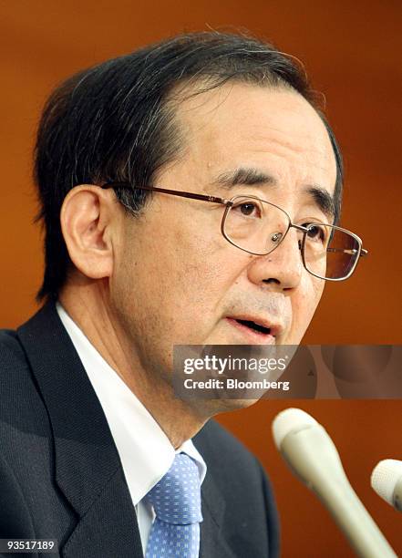 Masaaki Shirakawa, governor of the Bank of Japan, speaks during a news conference in Tokyo, Japan, on Tuesday, Dec. 1, 2009. The Bank of Japan said...