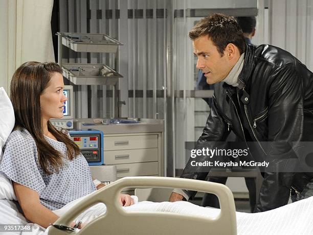 Melissa Claire Egan and Cameron Mathison in a scene that airs the week of December 7, 2009 on Disney General Entertainment Content via Getty Images...