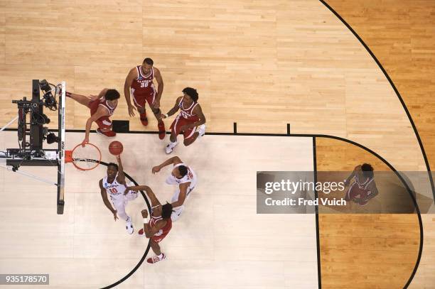 Playoffs: Aerial view of Virginia Tech Justin Bibbs in action vs Alabama at PPG Paints Arena. Pittsburgh, PA 3/15/2018 CREDIT: Fred Vuich