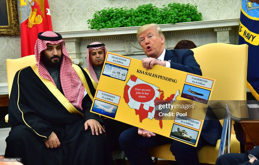 President Trump holds a working lunch with Prince Mohammed bin Salman of Saudi Arabia at the White House