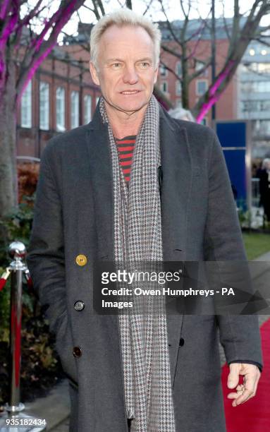 Sting arrives for the gala performance of The Last Ship, Sting&Otilde;s Tony-nominated musical at Northern Stage, Barras Bridge, Newcastle upon Tyne.
