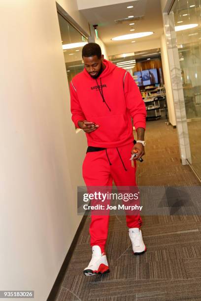 JaMychal Green of the Memphis Grizzlies arrives at the arena before the game against the Denver Nuggets on March 17, 2018 at FedExForum in Memphis,...