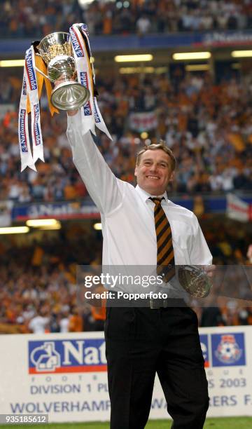 Wolverhampton Wanderers manager Dave Jones celebrates with the trophy after the Nationwide Division One Playoff Final match between Sheffield United...