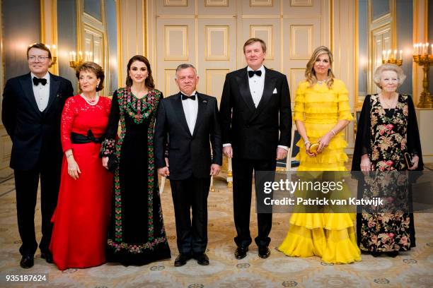 Prince Constantijn of The Netherlands, Princess Margriet of the Netherlands, Queen Rania of Jordan, King Abdullah of Jordan, King Willem-Alexander of...