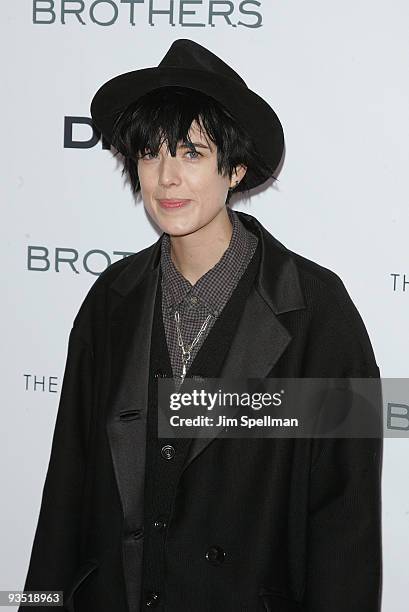 Model Agyness Deyn attends the Cinema Society and DKNY Men screening of "Brothers" at the SVA Theater on November 22, 2009 in New York City.