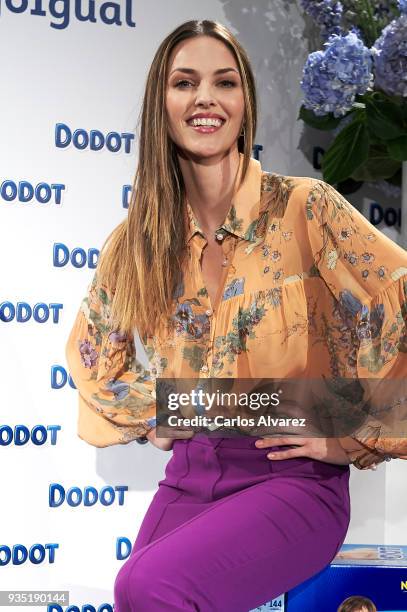Model Helen Lindes presents new Dodot campaign at the Petit Hotel on March 20, 2018 in Madrid, Spain.