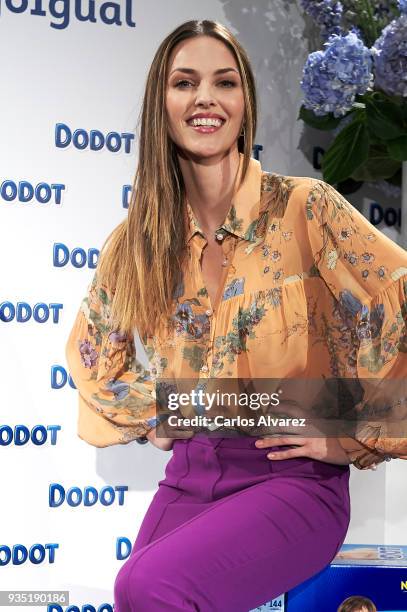 Model Helen Lindes presents new Dodot campaign at the Petit Hotel on March 20, 2018 in Madrid, Spain.