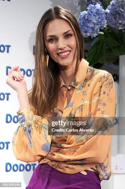 Model Helen Lindes presents new Dodot campaign at the Petit Hotel on March 20, 2018 in Madrid, Spain.