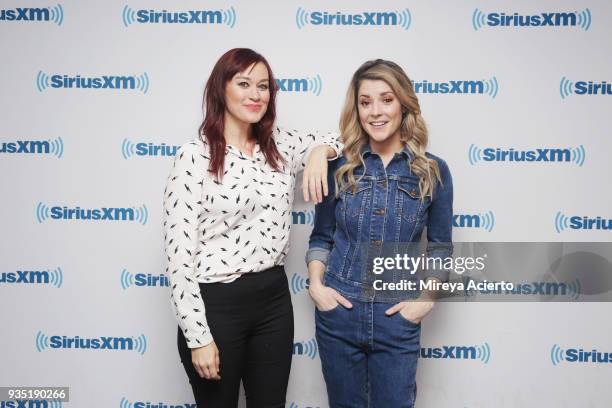 YouTube personalities, Mamrie Hart and Grace Helbig visit SiriusXM Studios on March 20, 2018 in New York City.