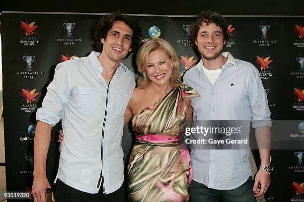 Andy Lee, Kerri-Anne Kennerley and Hamish Blake pose during the Australian Open Gala Cocktail Function at the Sydney Opera House on December 1, 2009...