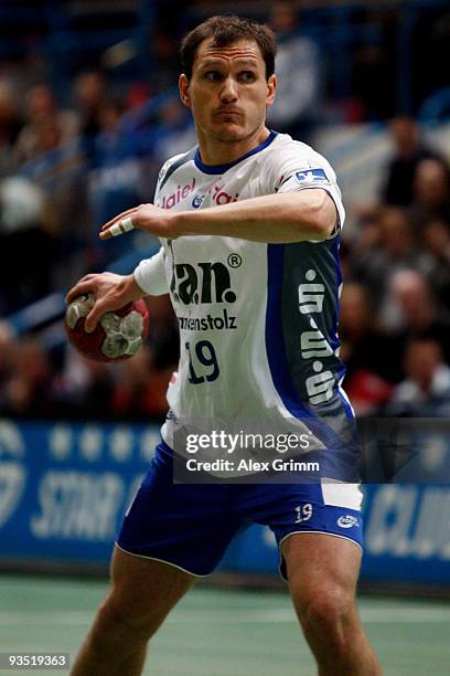 Andreas Kunz of Grosswallstadt in action during the Toyota Handball Bundesliga match between TV Grosswallstadt and SC Magdeburg at the f.a.n....