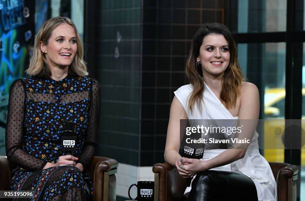 Cast members Rachel Blanchard and Priscilla Faia visit Build Series to discuss DirecTV's Audience Network 'You Me Her' at Build Studio on March 20,...