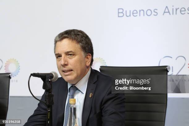 Nicolas Dujovne, Argentina's treasury minister, speaks during a press conference at the G20 Summit in Buenos Aires, Argentina, on Tuesday, March 20,...