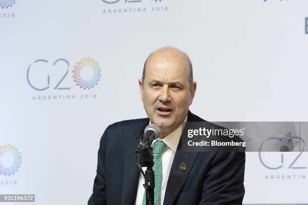 Federico Sturzenegger, president of the Central Bank of Argentina, speaks during a press conference at the G20 Summit in Buenos Aires, Argentina, on...