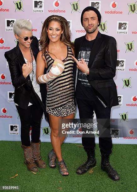 Ruby Rose, Erin McNaught and Darren McMullen arrive for the 2009 MTV Summer Party at the Hyde Park Barracks on December 1, 2009 in Sydney, Australia.