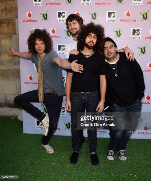 Andrew Stockdale and other members of Wolfmother arrive for the 2009 MTV Summer Party at the Hyde Park Barracks on December 1, 2009 in Sydney,...