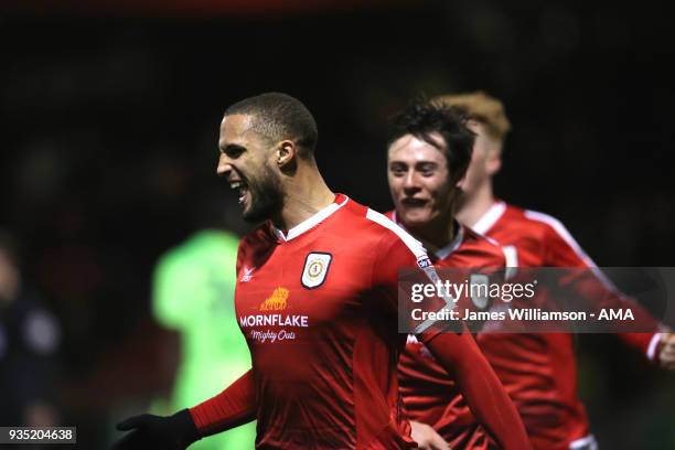 Jordan Bowery of Crewe Alexandra during the Sky Bet League Two match between Crewe Alexandra and Forest Green Rovers at The Alexandra Stadium on...