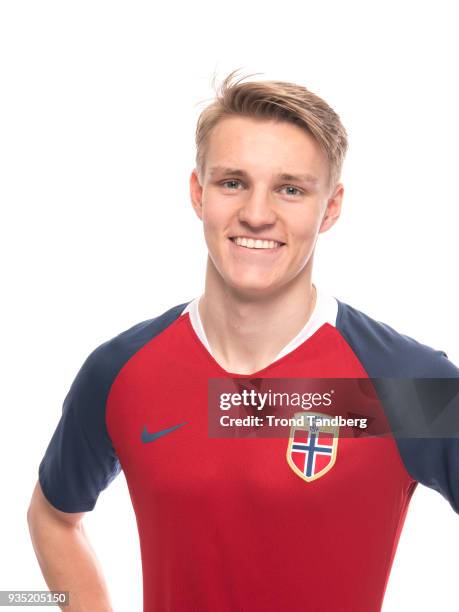 Martin Odegaard of Norway during the Men's National Team Men NFF Photocall on March 20, 2018 in Oslo, Norway.