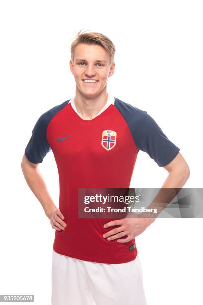 Martin Odegaard of Norway during the Men's National Team Men NFF Photocall on March 20, 2018 in Oslo, Norway.