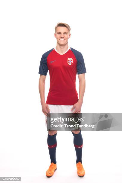 Martin Odegaard of Norway during the Men's National Team Men NFF Photocall on March 20, 2018 in Oslo, Norway.