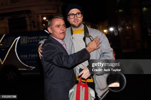 Cambridge Analytica whistleblower Christopher Wylie , 28 is greeted by British author Peter Jukes as he arrives for an event at the Frontline Club on...