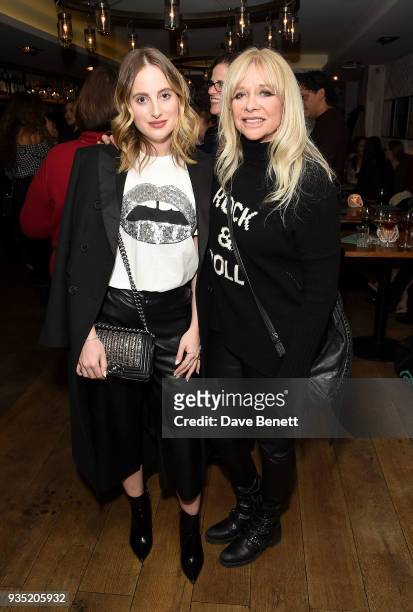Rosie Fortescue and Jo Wood attend the launch of The Real Greek's new Vegan Menu in Soho on March 20, 2018 in London, England.