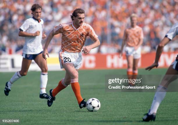 Jan Wouters of The Netherlands in action during the UEFA Euro 1988 group match between England and The Netherlands at the Rheinstadion on June 15,...