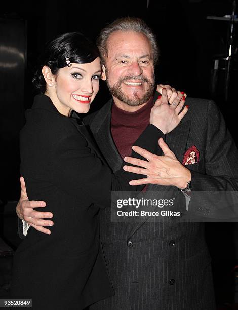 Exclusive Coverage* Ashlee Simpson-Wentz and producer Barry Weissler pose backstage while making her broadway debut as "Roxie Hart" in "Chicago" on...