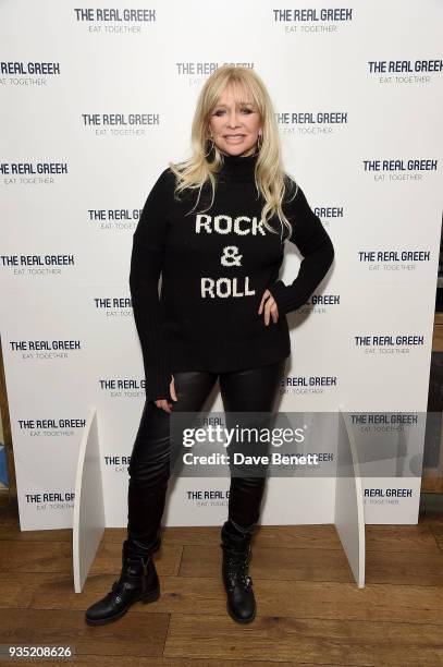 Jo Wood attends the launch of The Real Greek's new Vegan Menu in Soho on March 20, 2018 in London, England.