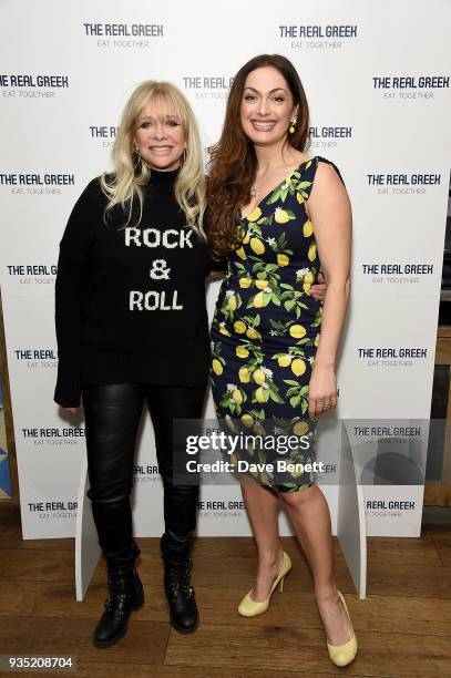 Jo Wood and Tonia Buxton attend the launch of The Real Greek's new Vegan Menu in Soho on March 20, 2018 in London, England.